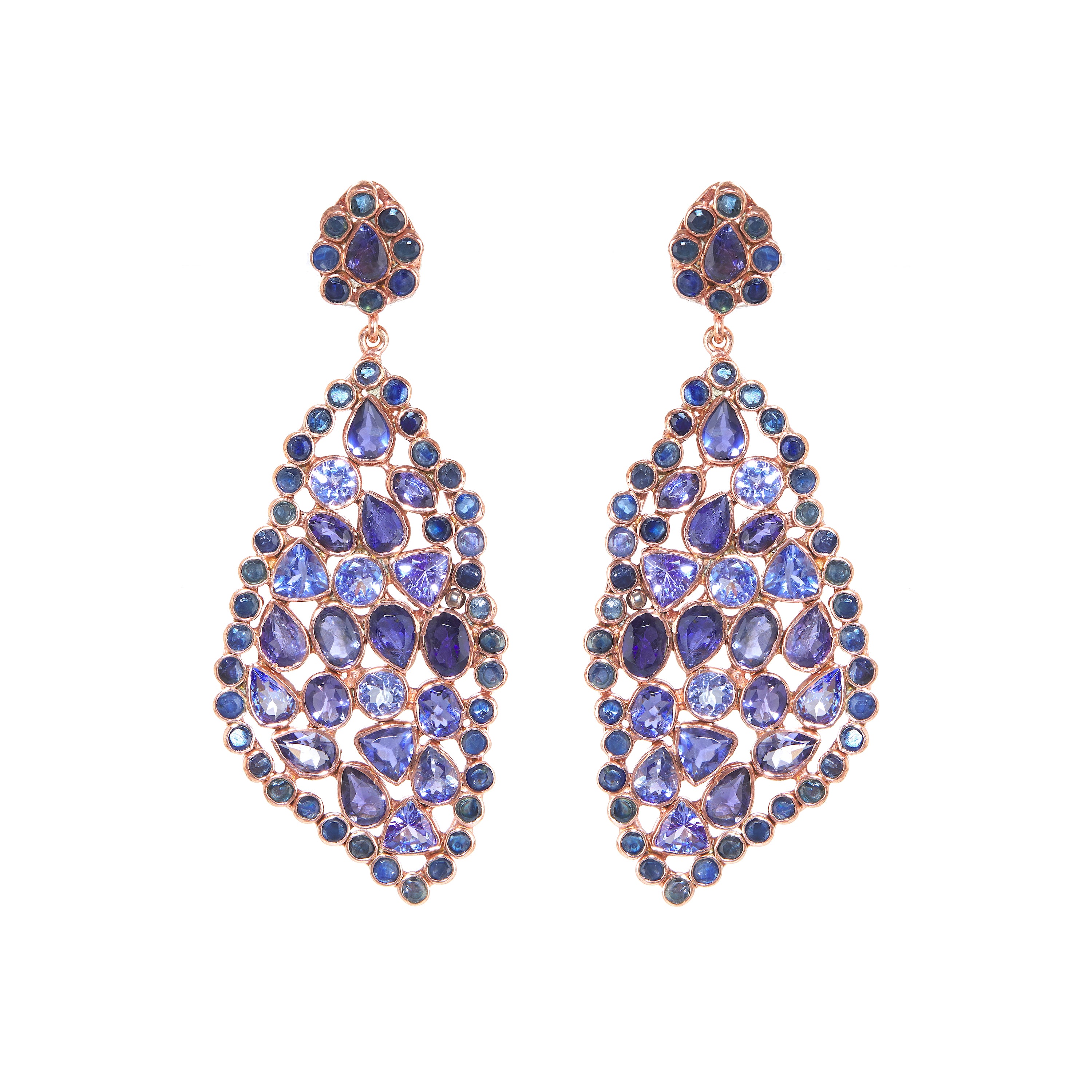 Free Form Tanzanite and Sapphire Earrings