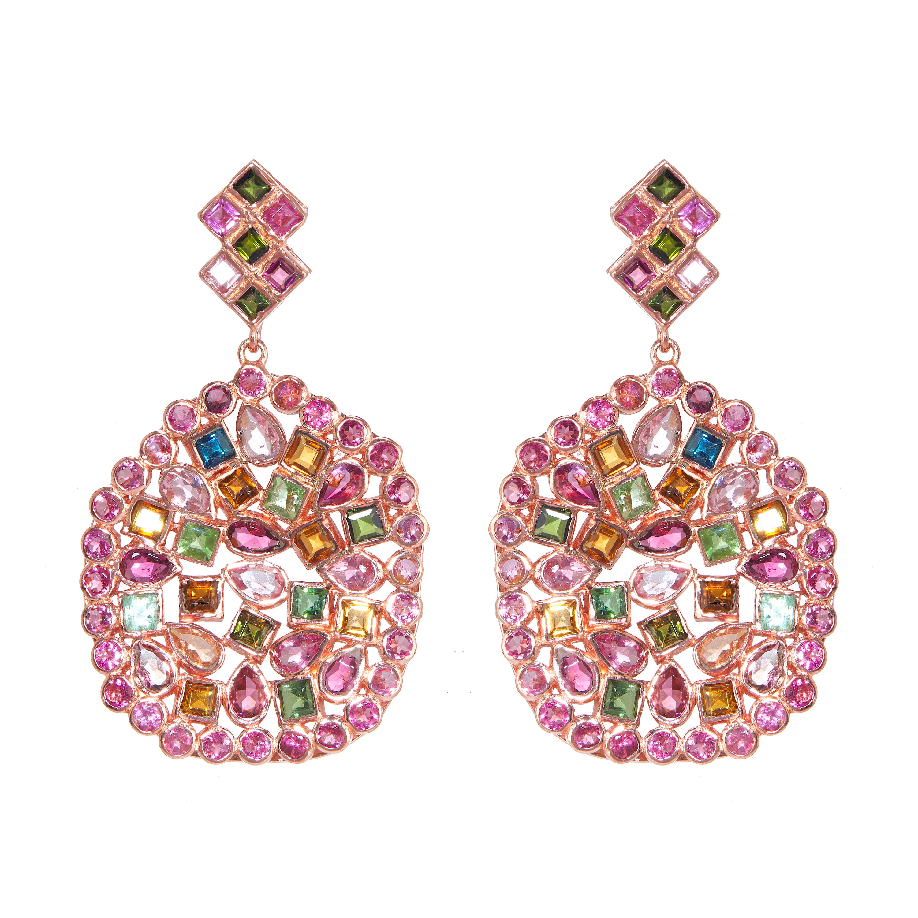 Free Form Multi Tourmaline Earrings