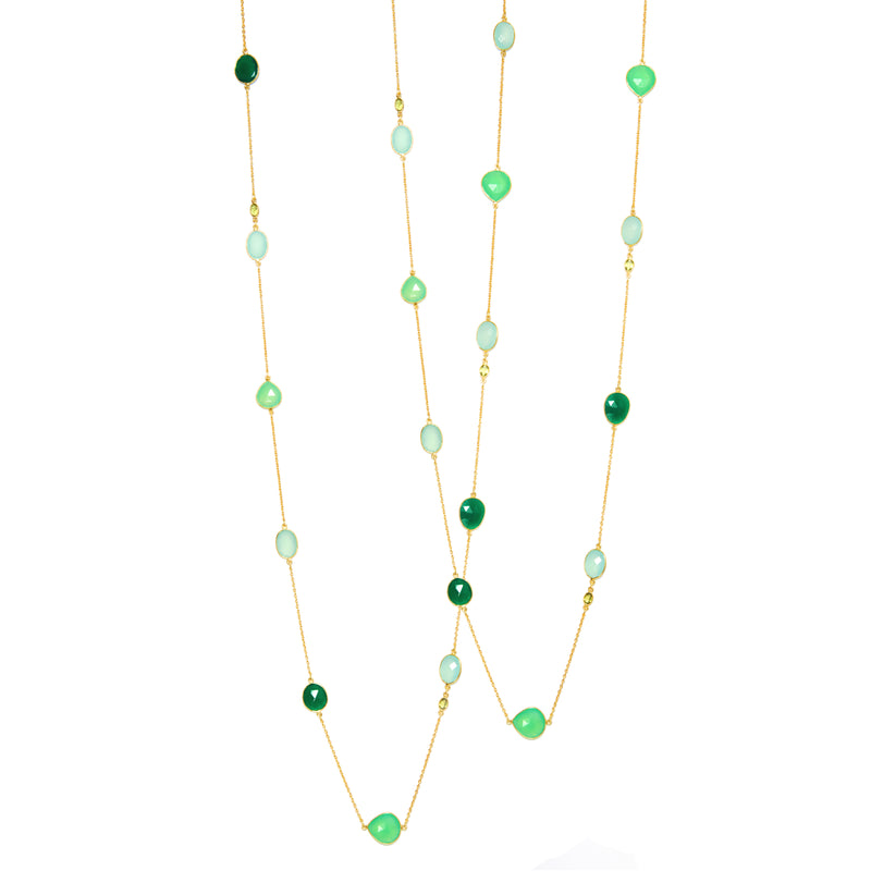 Necklace - Green Onyx & Chalcedony
