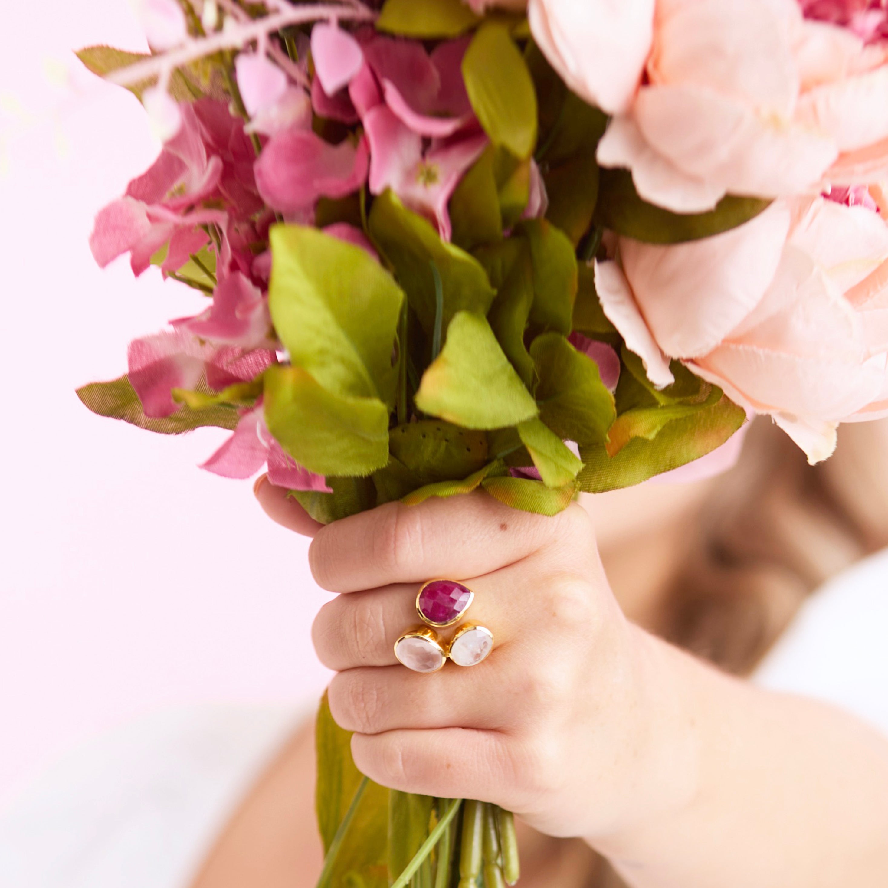Open Ring in Reds in Ruby, gold plated, handcrafted gemstone rings Singapore