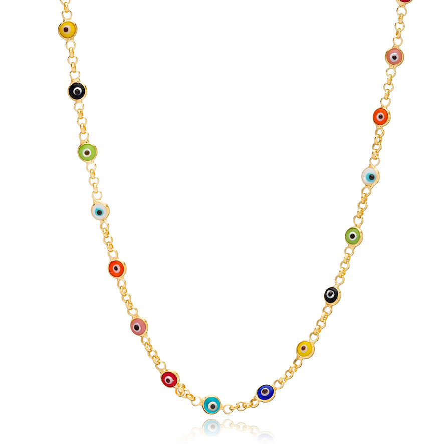 Celestial Gaze Necklace in Multicolor Enamel, gold plated, handcrafted gemstone necklace Singapore