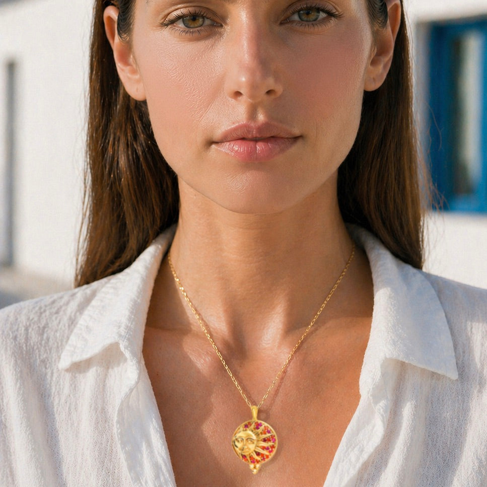Aurora Sun & Moon Pendant Necklace