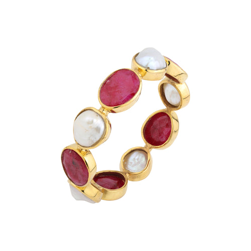 Bangle - Ruby and Baroque Pearl