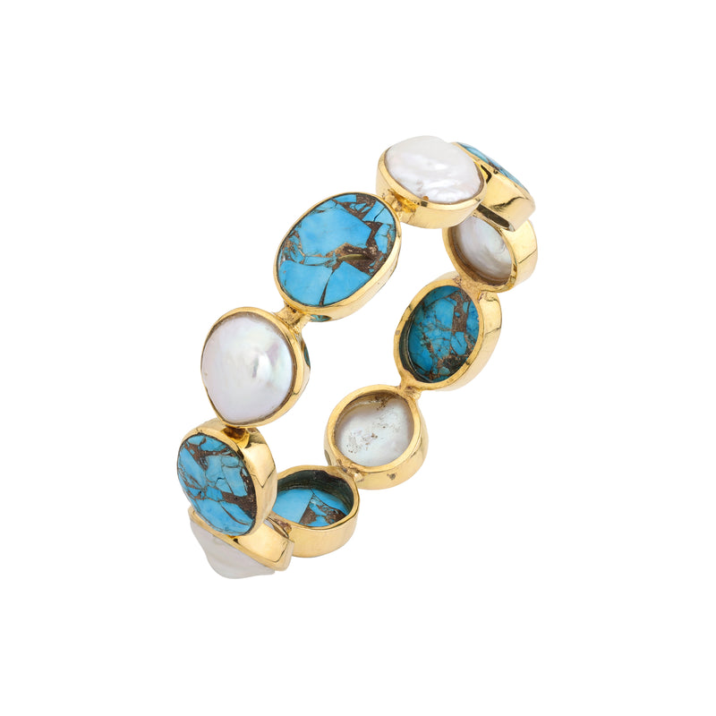 Bangle - Turquoise and Baroque Pearl