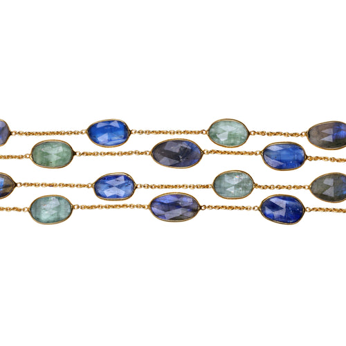 Bracelet - 4 Line - Labradorite, Green Kyanite & Blue Kyanite