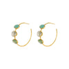 Earrings - Green Kyanite, Prasiolite & Turquoise Hoops