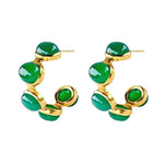 Earrings - Bubble Hoop in Green Onyx
