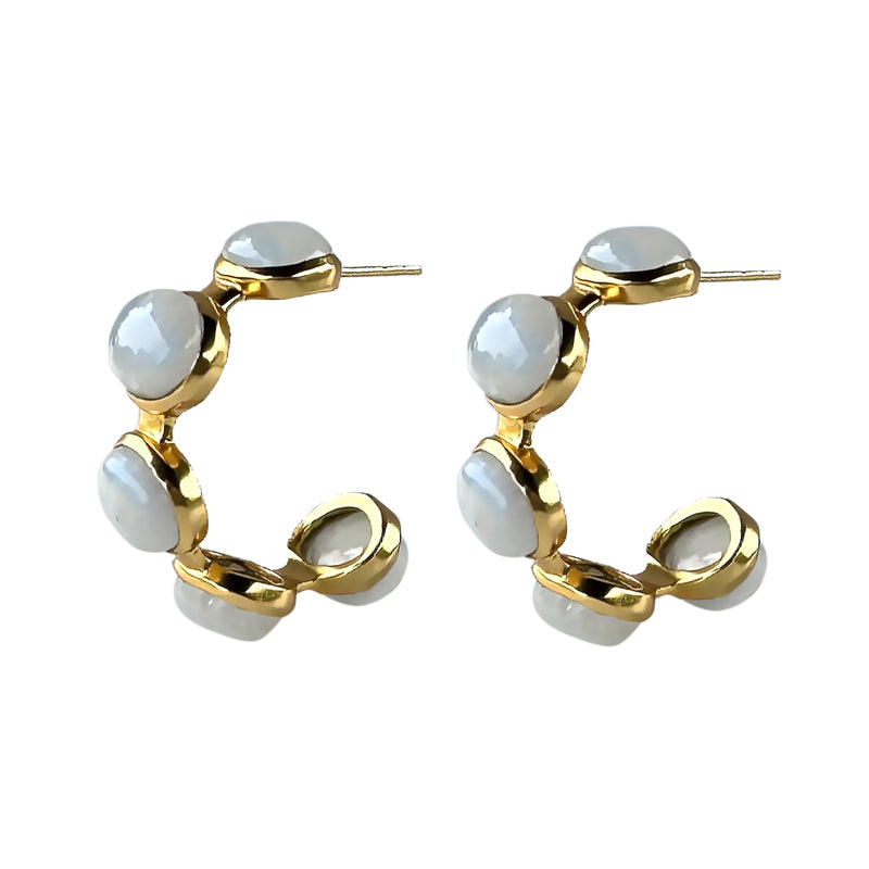 Earrings - Bubble Hoop in Moonstone