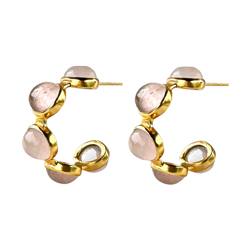 Earrings - Bubble Hoop in Rose Quartz