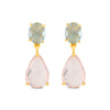 Earrings - Isolde - Blue Topaz  & Rose Quartz