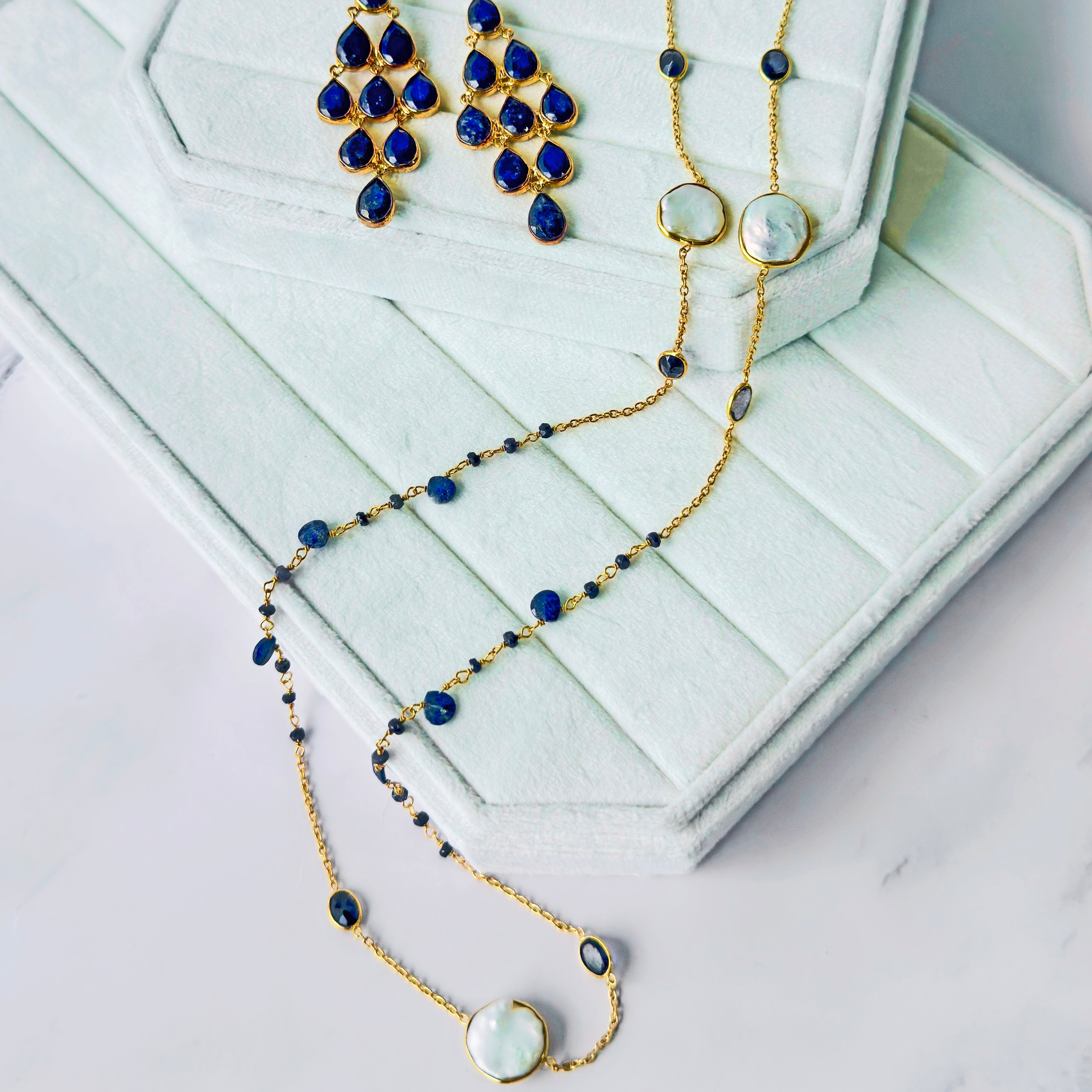 Sapphire & Freshwater Pearl Necklace