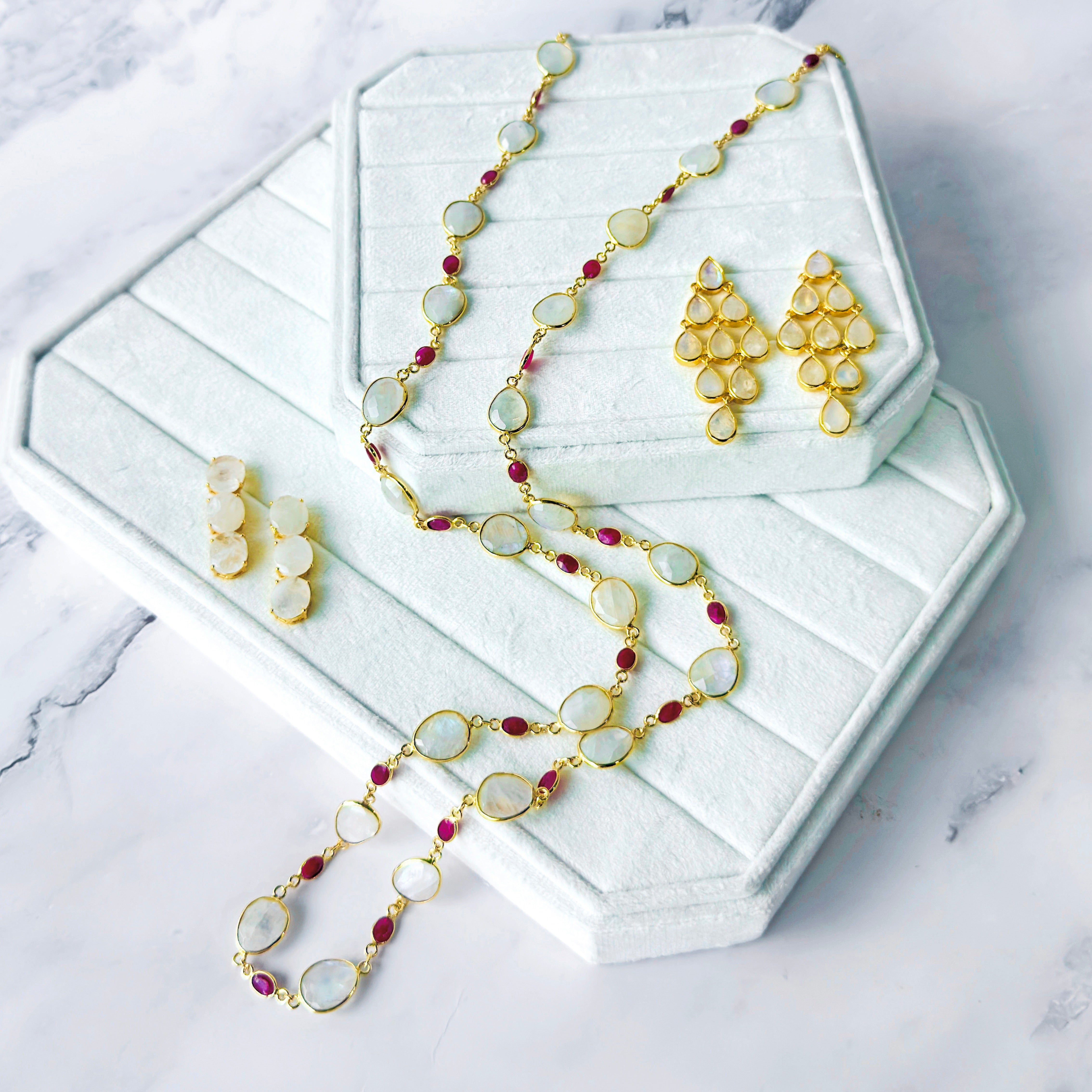 Moonstone & Ruby Necklace