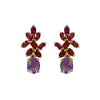 Earrings - Amethyst & Garnet Flower Drop