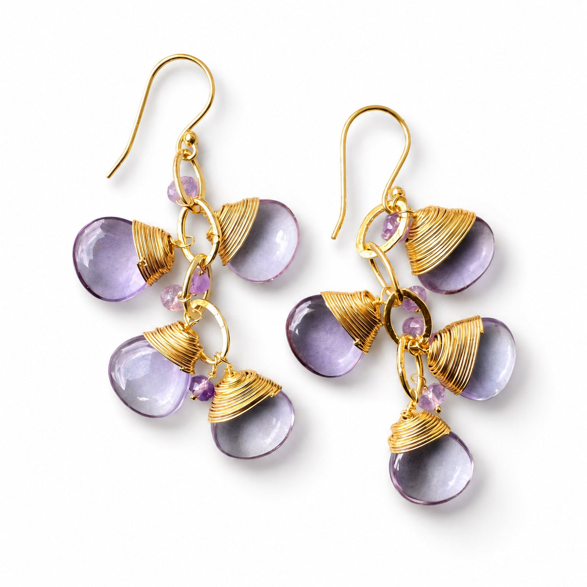 Rose De France Amethyst Briolette Earrings