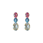 Earrings - Pink Topaz, Blue Topaz & Clear Crystal Quartz Trio