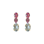 Earrings - Pink Topaz & Clear Crystal Quartz Trio