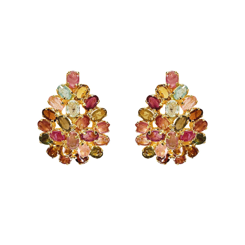 Earrings - Tourmaline Pear Cluster