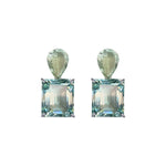 Earrings - Prasiolite & Aquamarine Double Drops