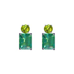 Earrings - Peridot Quartz & Green Quartz Double Drops