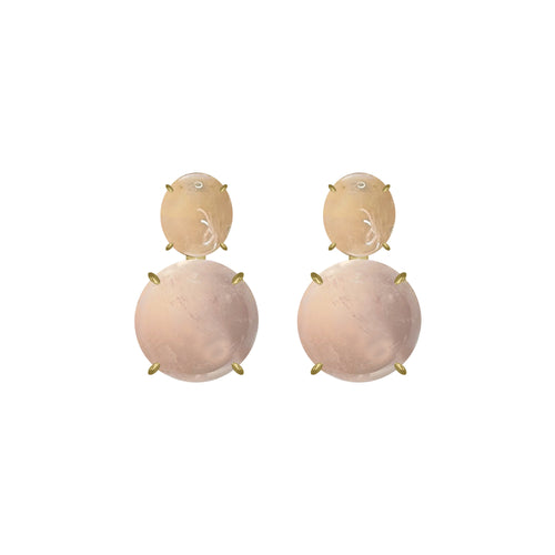 Earrings - Rose Quartz Double Drop