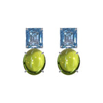 Earrings - Blue Topaz & Peridot Cabochon