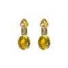 Pair of yellow gemstone earrings on a white background