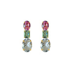 Earrings - Pink Topaz, Indicolite Quartz & Clear Crystal Quartz Trio