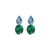 Earrings - Blue Topaz & Green Quartz Double Drops