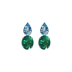 Earrings - Blue Topaz & Green Quartz Double Drops