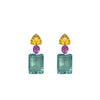 Earrings - Citrine, Pink Topaz & Aquamarine Trio