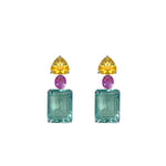Earrings - Citrine, Pink Topaz & Aquamarine Trio