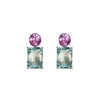Earrings - Pink Topaz & Aquamarine Double Drops