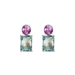 Earrings - Pink Topaz & Aquamarine Double Drops