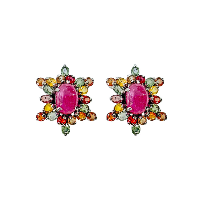 Earrings - Ruby & Multi Sapphires