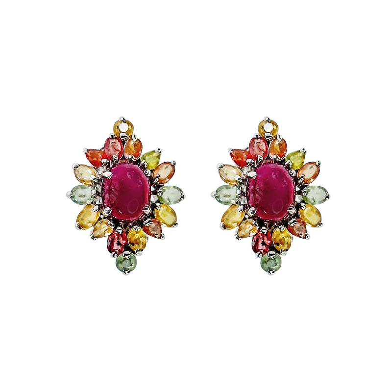 Earrings - Ruby & Multi Sapphires