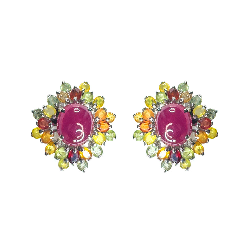 Earrings - Ruby & Multi Sapphires