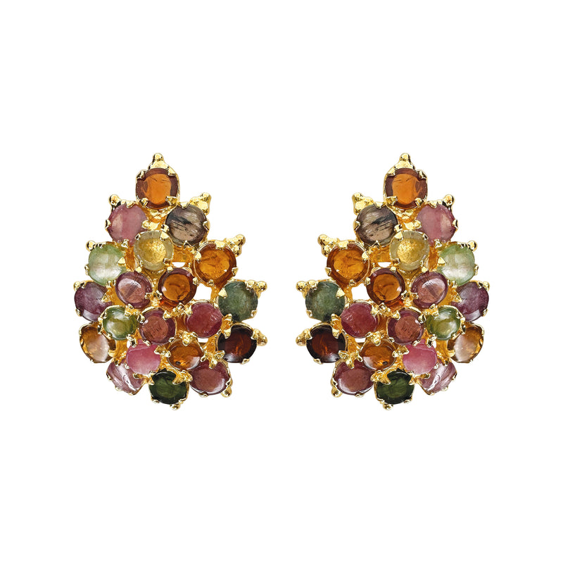 Earrings - Tourmaline Pear Cluster
