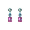 Earrings - Prasiolite, Blue Topaz & Pink Topaz