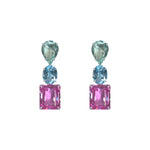 Earrings - Prasiolite, Blue Topaz & Pink Topaz
