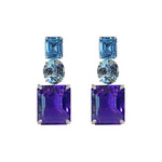 Earrings - Blue Topaz & Amethyst Trio