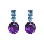 Earrings - Blue Topaz & Amethyst Trio