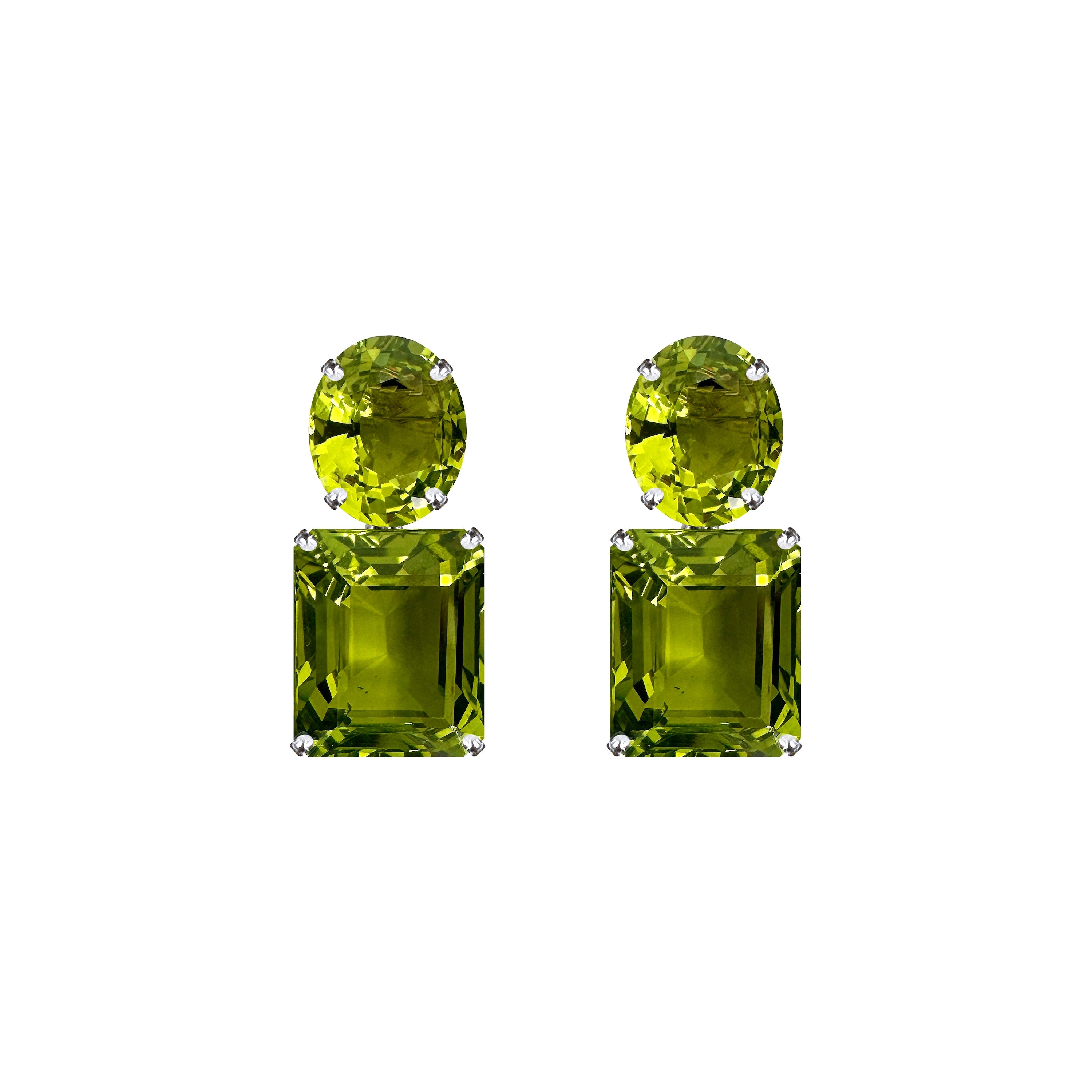 Peridot Duo in Peridot, gold plated, handcrafted gemstone earrings Singapore