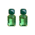 Earrings - Green Onyx & Green Quartz Double Drops