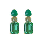 Earrings - Green Onyx, Prasiolite & Green Quartz Trio