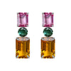 Earrings - Pink Topaz, Indicolite Quartz & Beer Quartz
