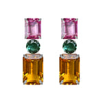 Earrings - Pink Topaz, Indicolite Quartz & Beer Quartz