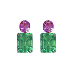 Earrings - Pink Topaz & Green Quartz Duo