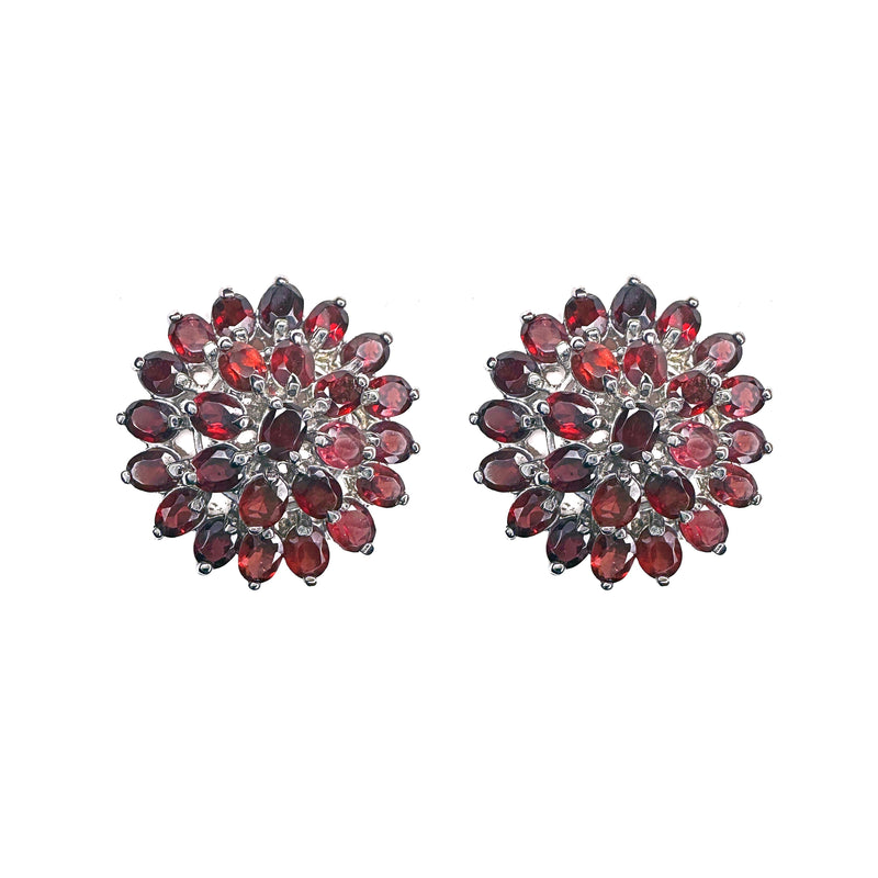 Earrings - Garnet Flower