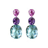 Earrings - Pink Topaz, Amethyst & Aquamarine Trio