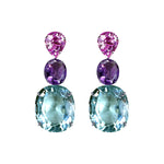 Earrings - Pink Topaz, Amethyst & Aquamarine Trio